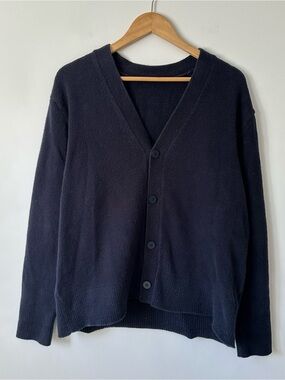 Lululemon Men’s Merino Wool Blend Cardigan Sweater Navy Blue Size Large